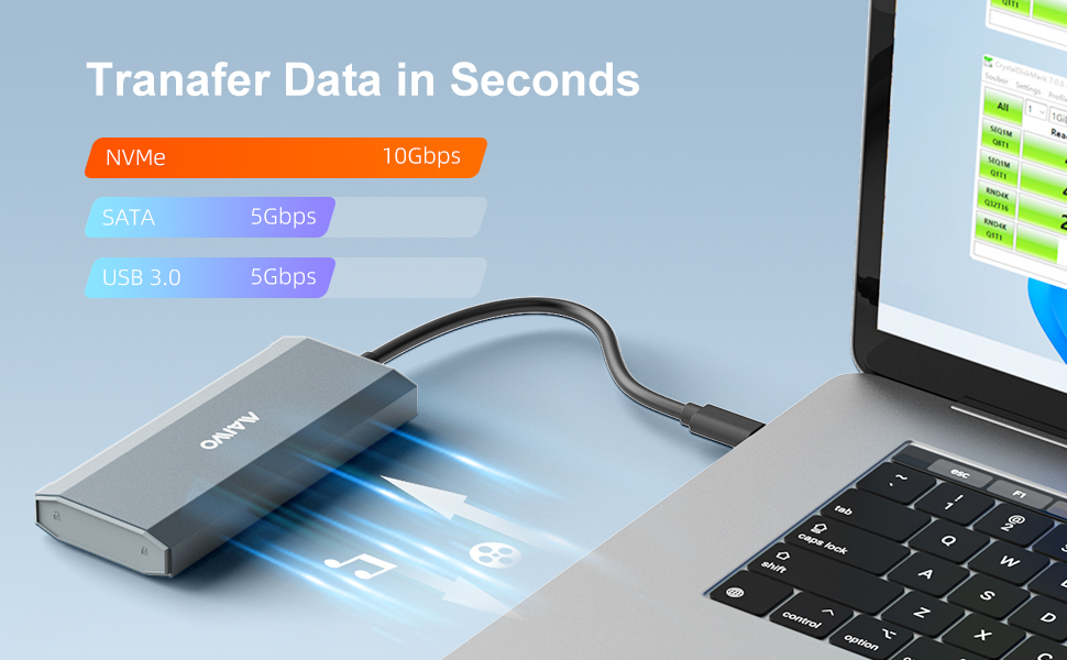 USB C hard drive enclosure for M.2 NVME / SATA SSD