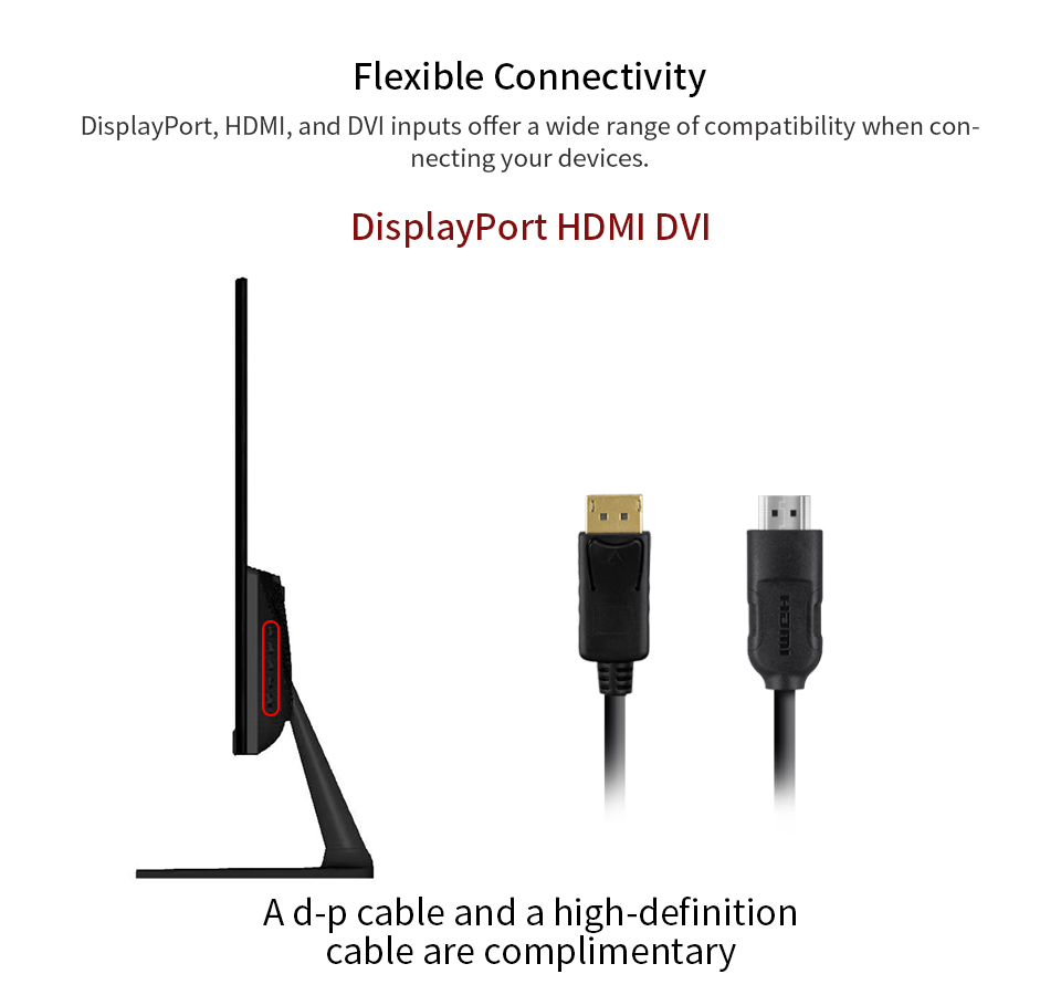 LGLO 24Inch Monitor 144hz 1920x1080 Built-in Speaker IPS Display Support VGA and HDMI VESA
