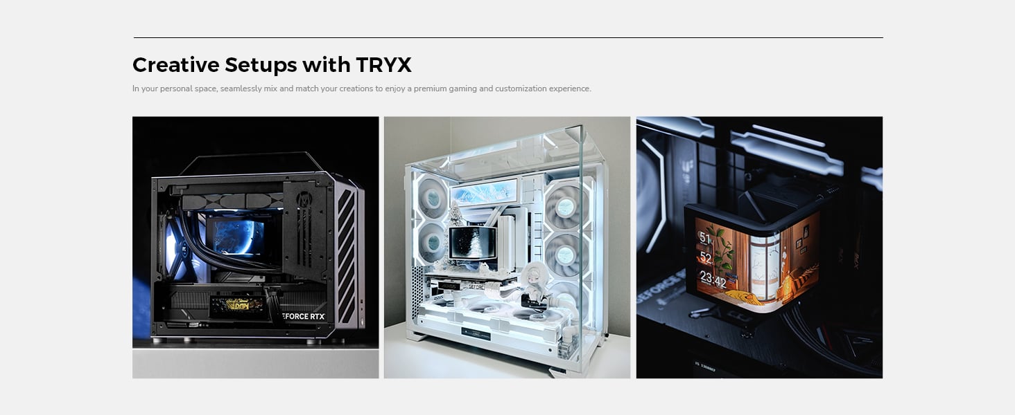 TRYX PANORAMA AIO Cooler AMOLED Curved Screen 3D Anamorphic Effect in PC Case