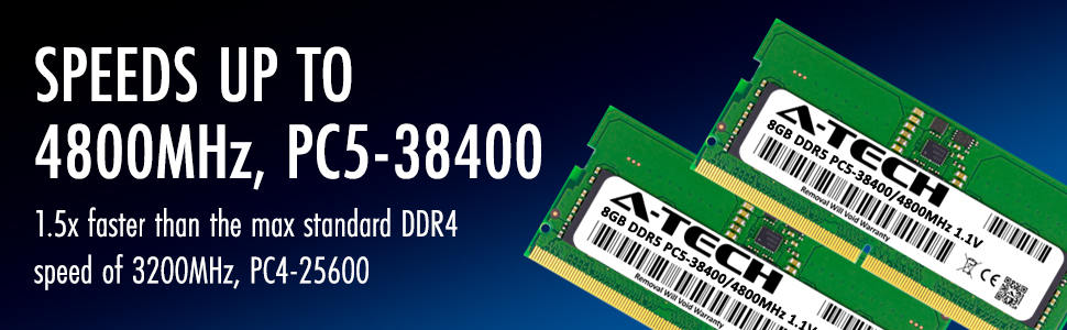 DDR5 4800MHz PC5-38400 1.5x faster than DDR4 3200 PC4-25600