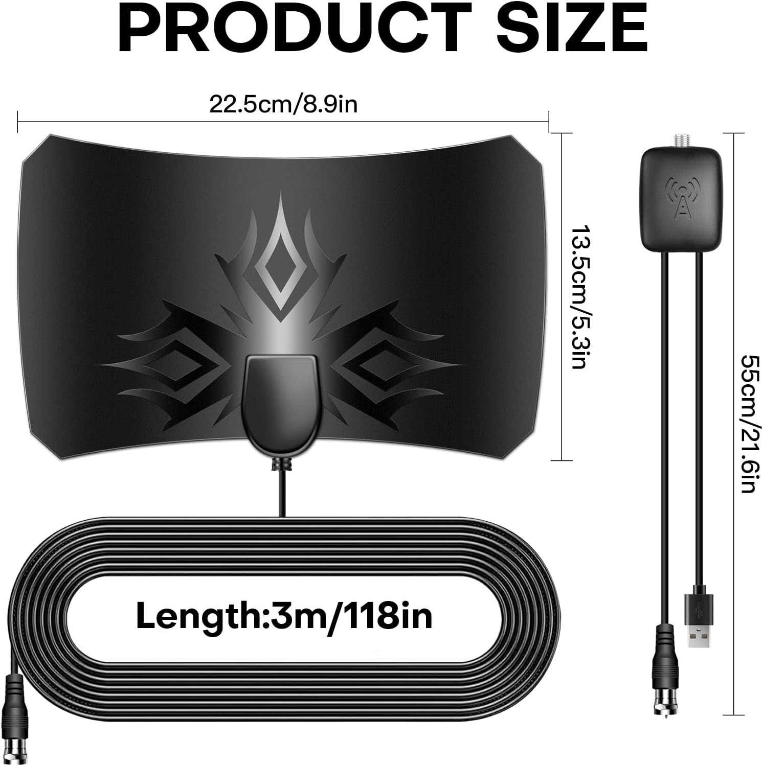 Engineered for reliability, this indoor TV antenna features lightning protection and a weather-resis