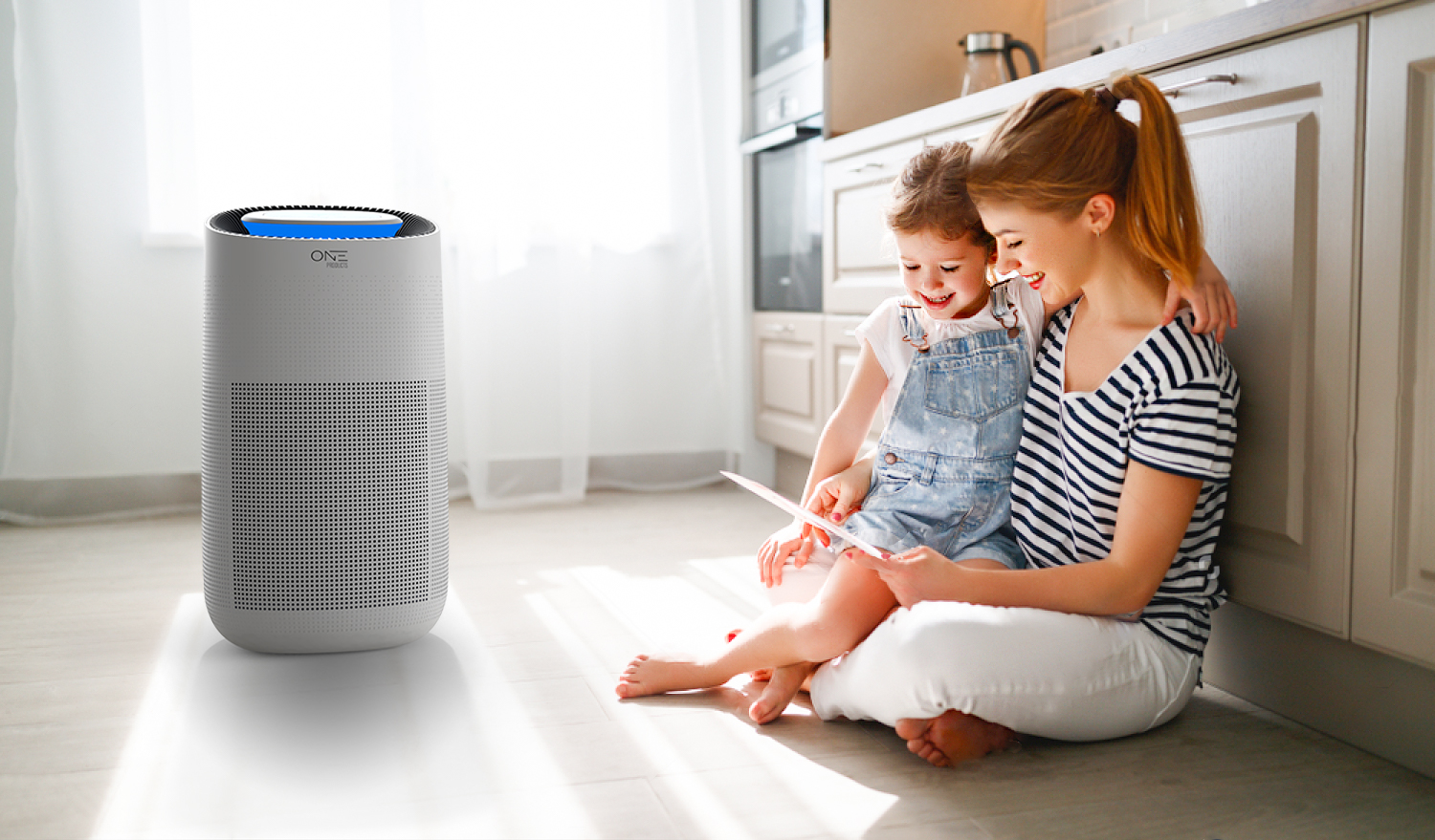 ONE Products Smart Air Purifier, Portable 2-in-1 UV & 3-Phrase HEPA Air Purifier for Home, Office, L