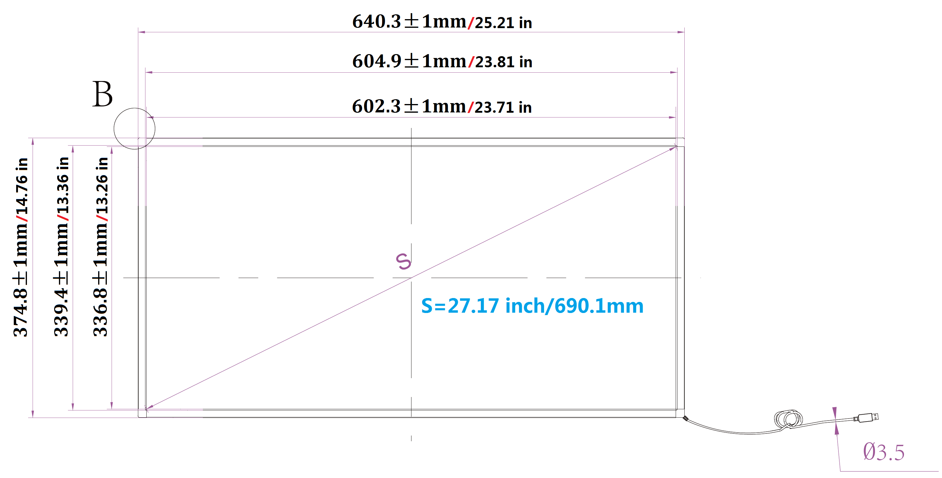 drawing for 27 inch IR touch frame