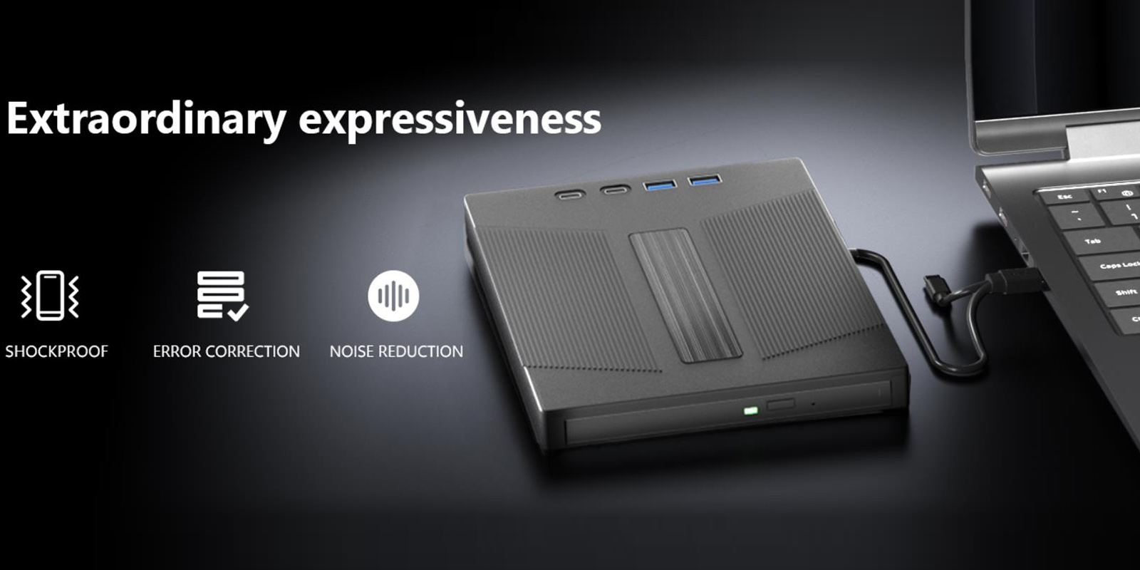 External CD/DVD Drive, 7 in 1 External USB DVD Drive with 2 USB A + 2 Type C and TF/SD Card Slots CD