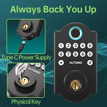 Always Back You Up! You could temporarily charge your keyless door lock by using Type-C back up When