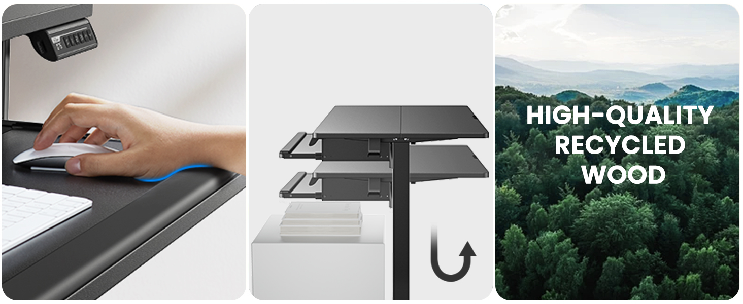 Gaming Desk Computer Desk Electric Standing Desk with Full Size Keyboard Tray, Adjustable Height Sit Stand Up Desk, Home Office Desk Computer Workstation, 48x24 Inches, Black 5 image for this item