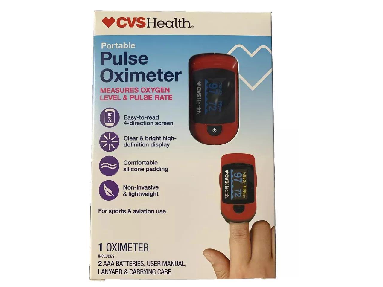 CVS Health Portable Pulse Oximeter Measures Oxygen Level And Pulse Rate