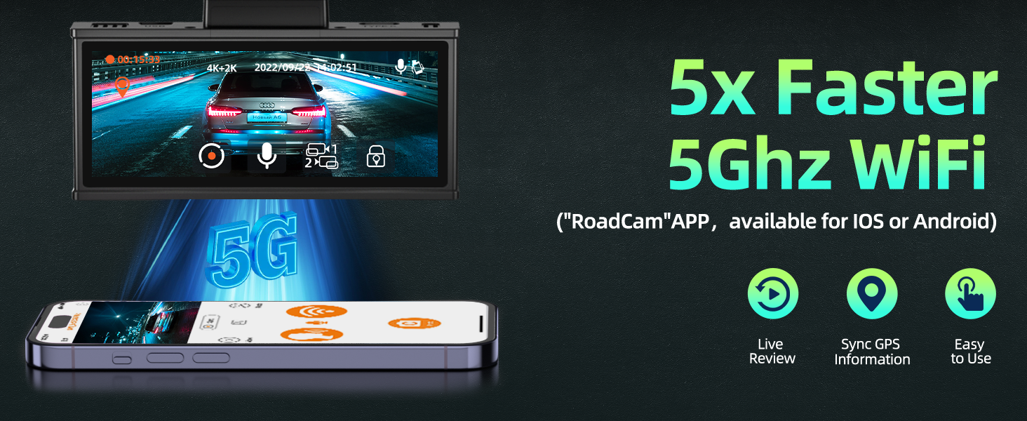 wireless dash cam wifi gps app