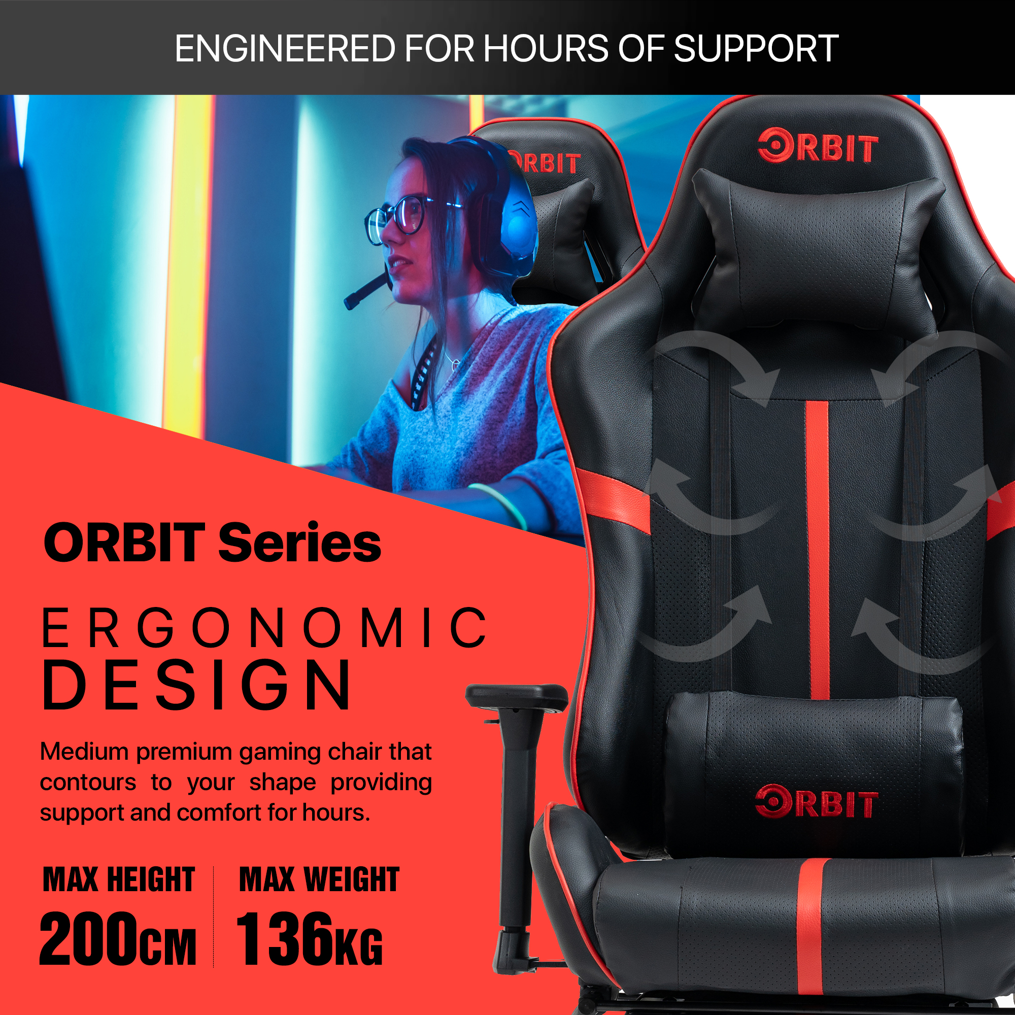 The thick padded bucket seat is designed to hug your back that provides great support and a natural