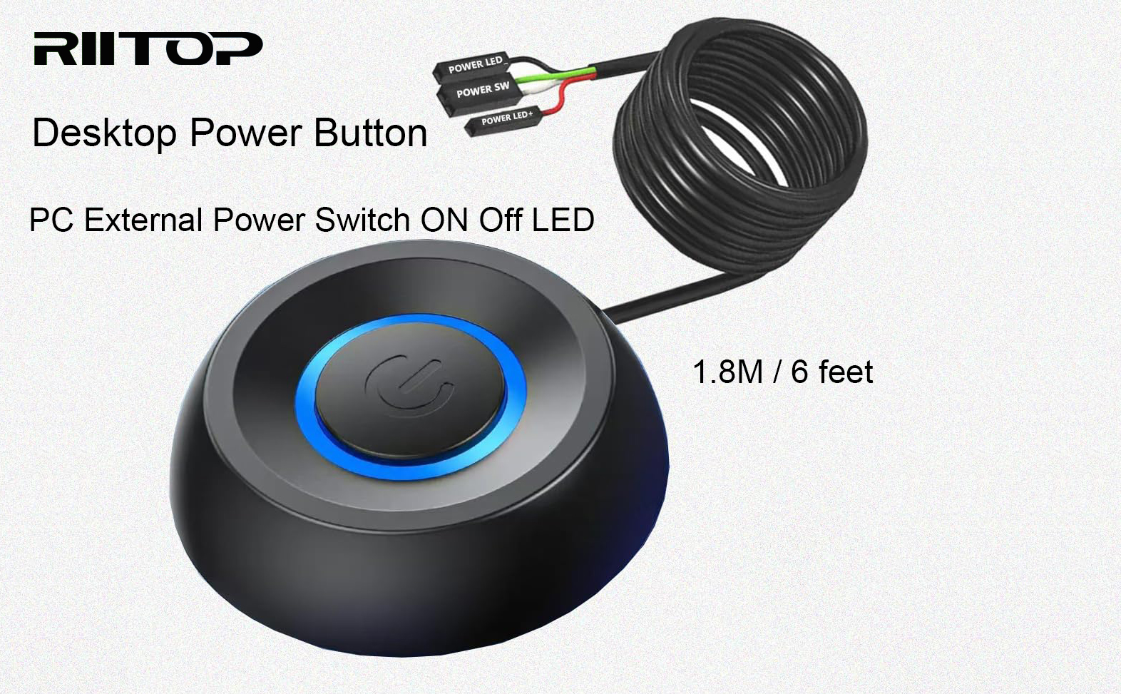 PC Power Button, Desktop Power Button PC External Power Switch ON Off LED