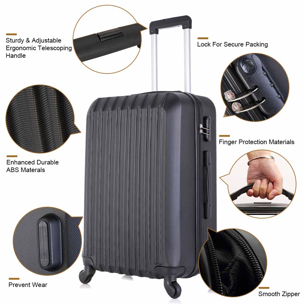 4 Piece Luggage Sets Hard Shell Lightweight ABS Luggage Suitcase