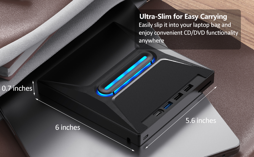 External CD/DVD Drive for Laptop & PC, DVD/CD Burner, Plug & Play, USB 3.0 & Type-C High Speed CD/DV