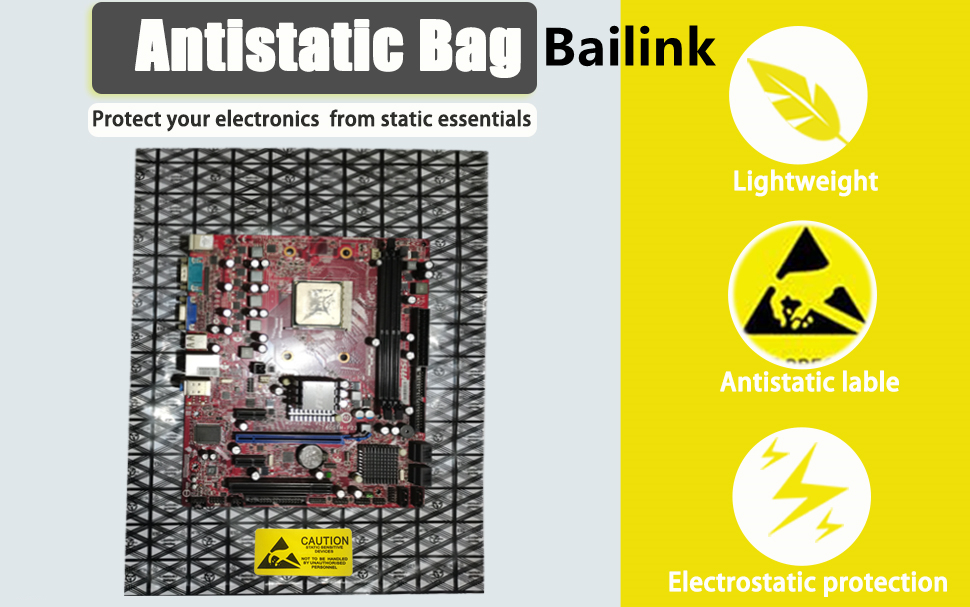 Daarcin 10pcs Open Top ESD Shielding Anti-static Bags and 10pcs Anti-static labels