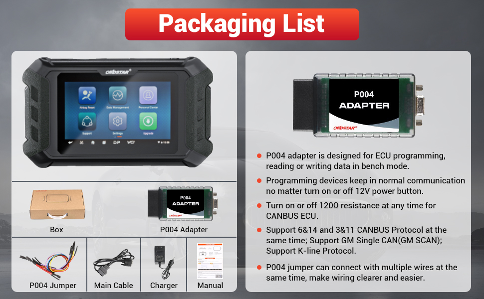 OBDSTAR P50 Bundle Pakcage List