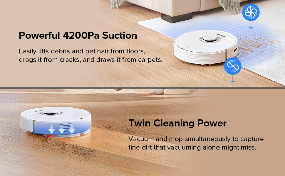 4200Pa Suction Power. Twin Cleaning Power