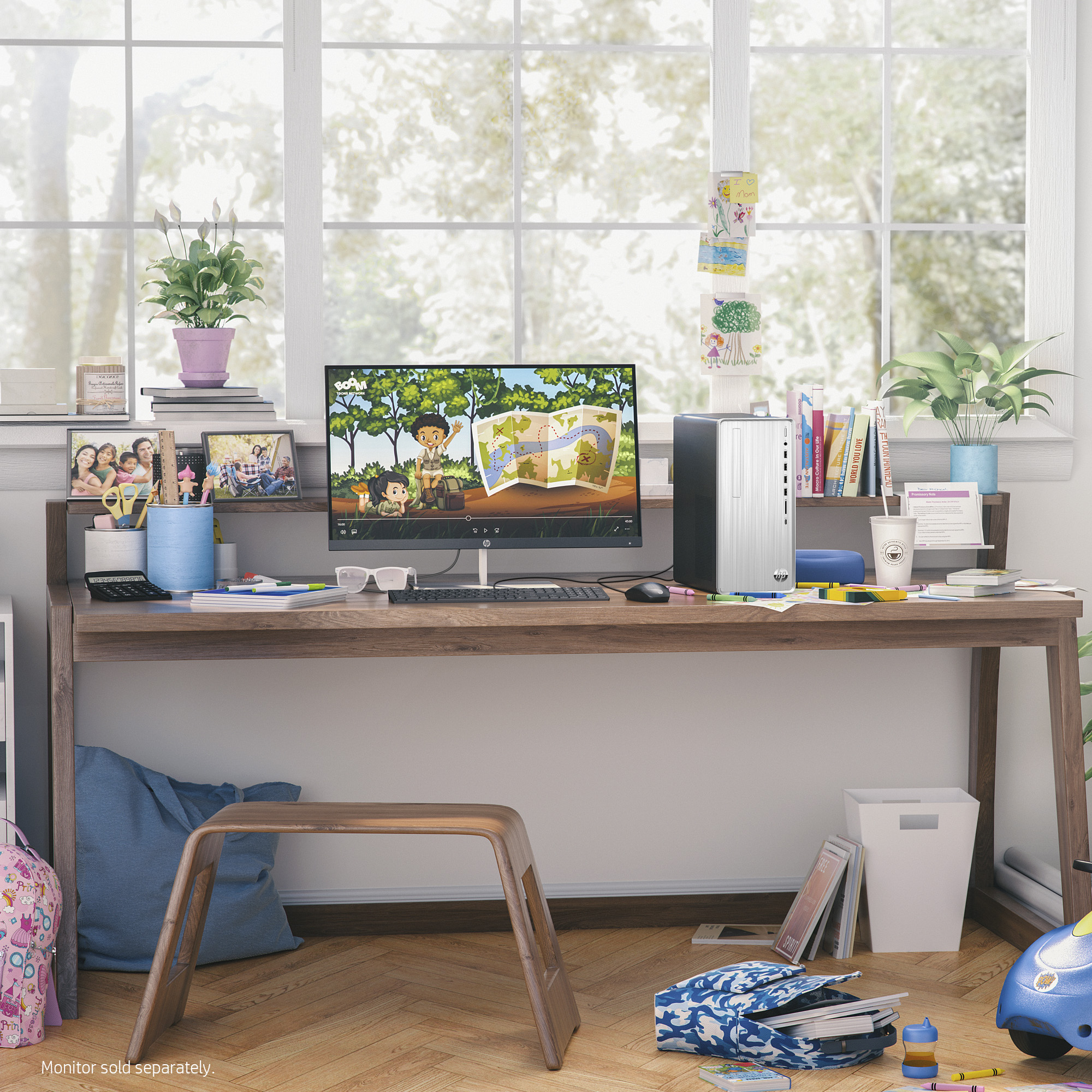 HP Pavilion Desktop AMD Ryzen 5 5600G 32GB Memory 1TB SSD 2TB 7200RPM SATA HDD Wi-Fi 6 Bluetooth 5.2 Keyboard and Mouse AMD Radeon Graphics USB C HDMI VGA Windows 11 Pro Silver 7 A4