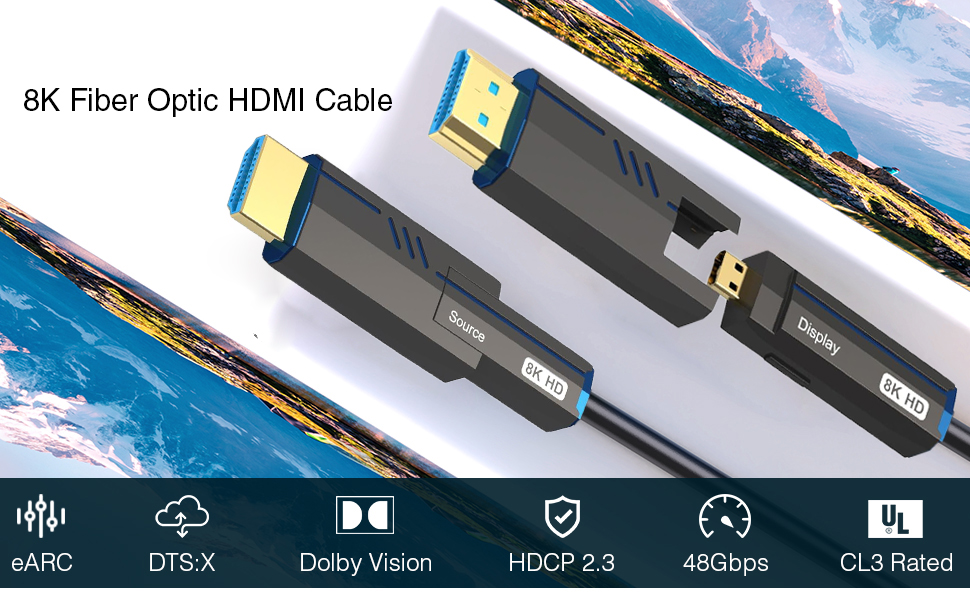 8K Fiber Optic HDMI Cable