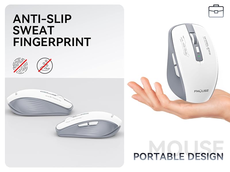 A dual-mode mouse with 2.4GHz and Bluetooth connections, enabling one mouse to control two devices a