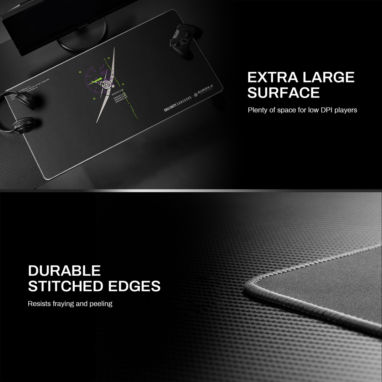 Thunderbolt Mouse Pad Extra Large Surface and Stitched Edges