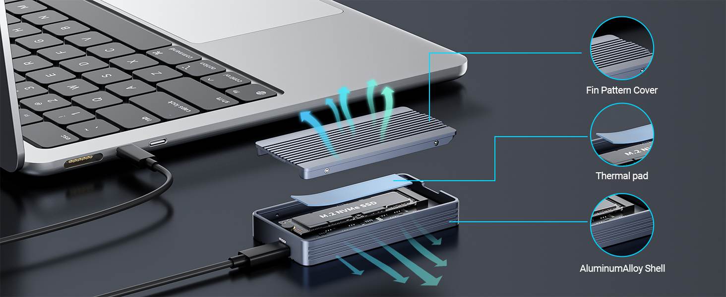This ACASIS Thunderbolt 3 NVMe SSD case is made of high-quality metal and adopts a new corrugated ca