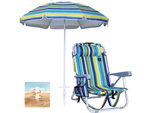 Backpack Beach with Umbrella + Beach Chair with Cooler and Umbrella