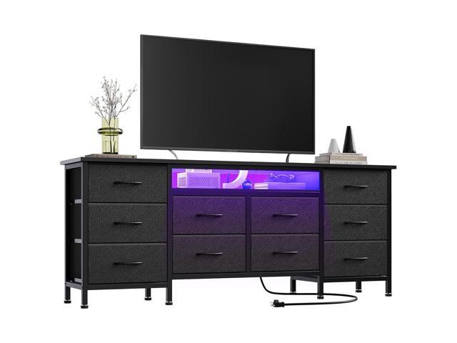 Patikuin TV Stand for 65, 70, 75 Inch TV, 10 Drawer Long Dresser with Power Outl