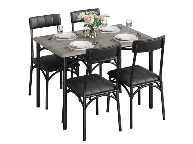 Patikuin Farmhouse 5-Piece Dining Table Set for 4, Compact Wooden Rectangular Ki