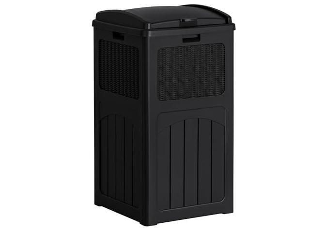 Flamaker 30 Gallon Trash Can, Resin Outdoor Garbage Can with Lid, Waterproof Hid
