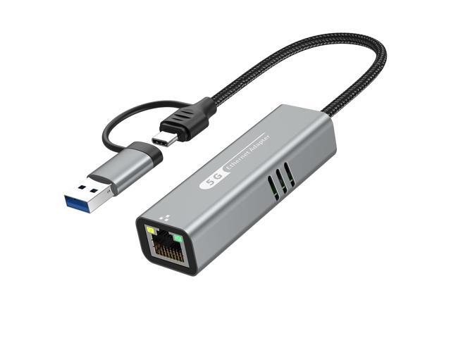 5G USB 3.2 Ethernet Adapter with RTL8157, 2-in-1 USB-A/Type-C to 5Gbps Network C