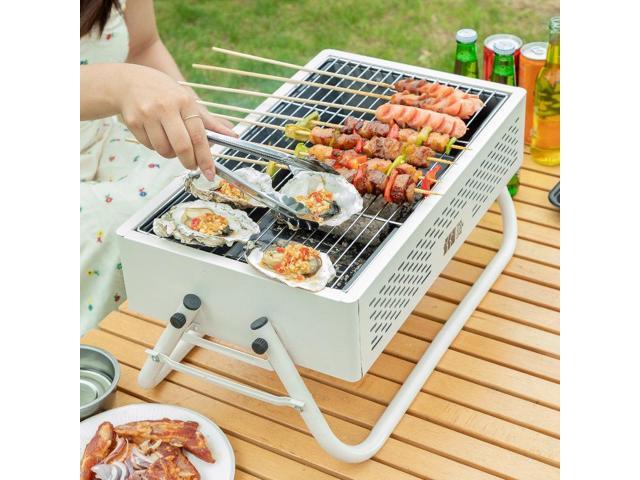Outdoor BBQ grill, multi-functional portable folding BBQ rack, Luxury White