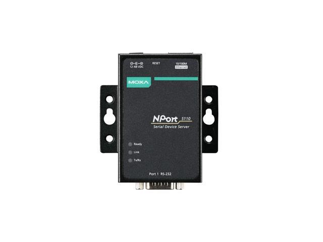 MOXA NPort 5110-1 Port Serial Device Server, 10/100 Ethernet, RS232, DB9 Male