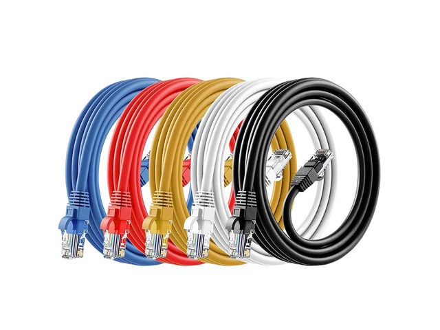 Cat6 Ethernet Cable - 6ft (1.8M) 5-Pack Multi-Color, Cat6 RJ45, LAN, 24AWG UTP,