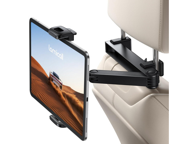 Car Headrest Tablet Holder, Lockable Car Backseat Mount