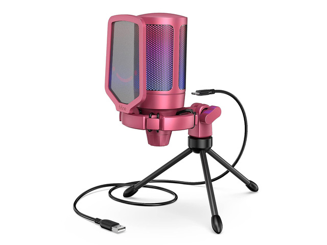 VoltSync AmpliGame PC Gaming Streaming USB Microphone, RGB Desktop Microphone fo
