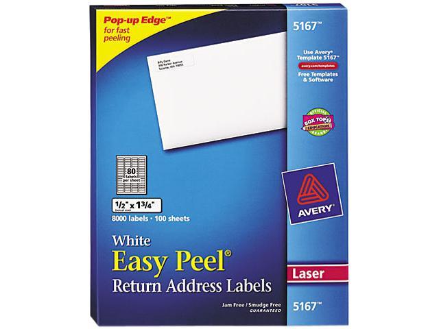 Avery Easy Peel Return Address Labels, Sure Feed Technology, Permanent Adhesive, 1/2" x 1-3/4", 8,000 Labels (5167)