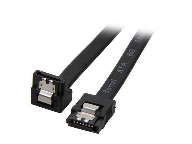 Coboc 3 ft. SATA 3 Cable w/ Metal Latch (90 Degree 180 Degree), AWG 26# Model SATAIIIA-MM-3-BK