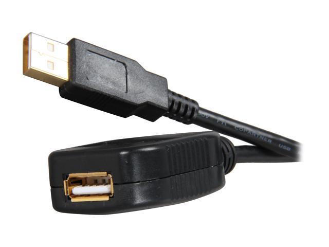 Rosewill RCAB-11008 Black USB2.0 Active Extension Cable Supports Windows 7, Gold Plated, Black