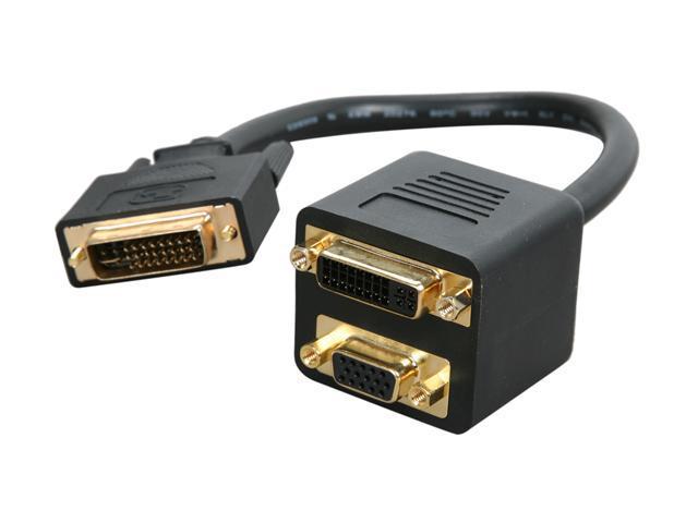 BYTECC BTA-35 Black DVI-I(Dual link) Female & VGA(HD15) Female to DVI-I(Dual link) Male Adaptor