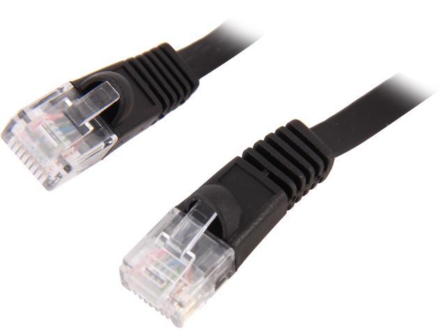 Coboc CY-CAT6-10-Black 10ft. 32AWG Cat 6 Black Color 550MHz UTP Flat Ethernet Stranded Copper Patch cord /Molded Network lan Cable