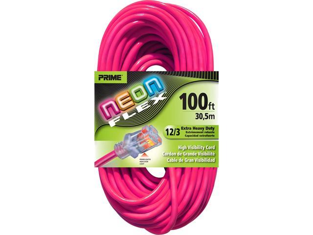 Prime Wire Model NS513835 100 ft. Neon Flex High Visibility Extension Cord