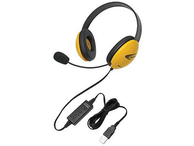 Califone Yellow Stereo Headset w/ Mic, USB Connector Via Ergoguys