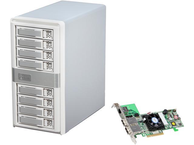 SANS DIGITAL MobileSTOR MS8X6HP RAID 0/1/3/5/6/10/30/50/60, JBOD 8 x Hot-Swappable 3.5" Drive Bays 2 x mini-SAS 8 Bay SATA/SAS RAID Tower w/ PCIe 2.0 x8 Dual Core Controller