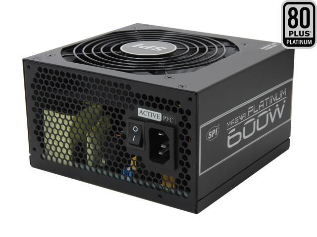 SPARKLE R-FSP600-80ETN 600 W ATX12V V2.3 / EPS12V V2.92 SLI Ready CrossFire Ready 80 PLUS PLATINUM Certified Active PFC Power Supply