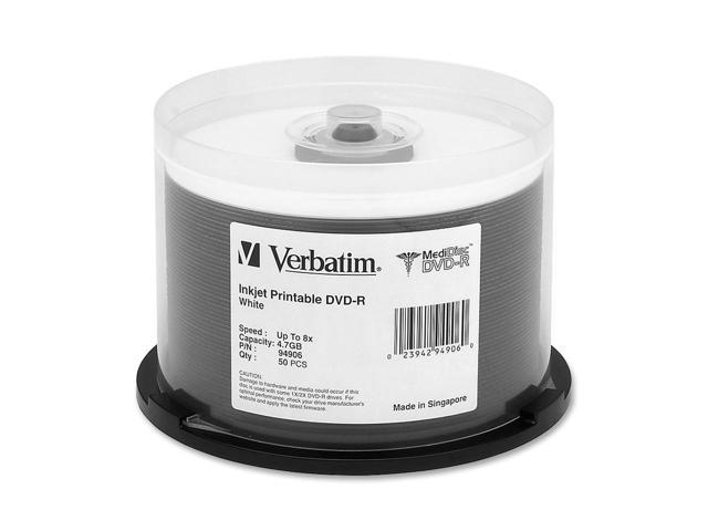 Verbatim MediDisc 4.7GB 8X DVD-R 50 Packs Media Model 94906