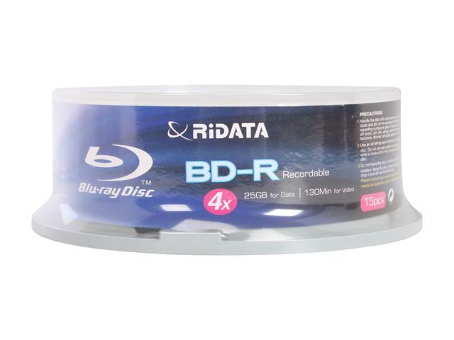 RiDATA 25GB 4X BD-R 15 Packs Ridata logo Disc Model BDR-254-RDCB15