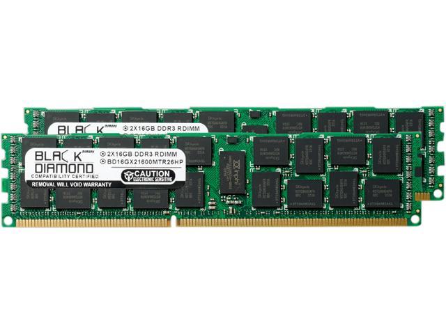 Black Diamond Memory 32GB (2 x 16GB) 240-Pin DDR3 SDRAM DDR3 1600 (PC3 12800) ECC Registered System Specific Memory Model BD16GX21600MTR26HP