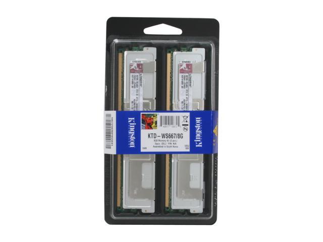 Kingston 8GB (2 x 4GB) 240-Pin DDR2 SDRAM DDR2 667 (PC2 5300) ECC Fully Buffered Dual Channel Kit Server Memory Model KTD-WS667/8G
