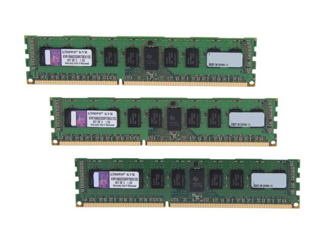 Kingston 12GB (3 x 4GB) ECC Registered DDR3 1066 Server Memory x8 w/Therm Sen Model KVR1066D3D8R7SK3/12G