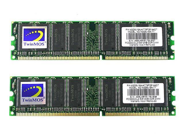 TwinMOS 1GB (2 x 512MB) DDR 400 (PC 3200) Dual Channel Kit Desktop Memory Model TMII400/1GB