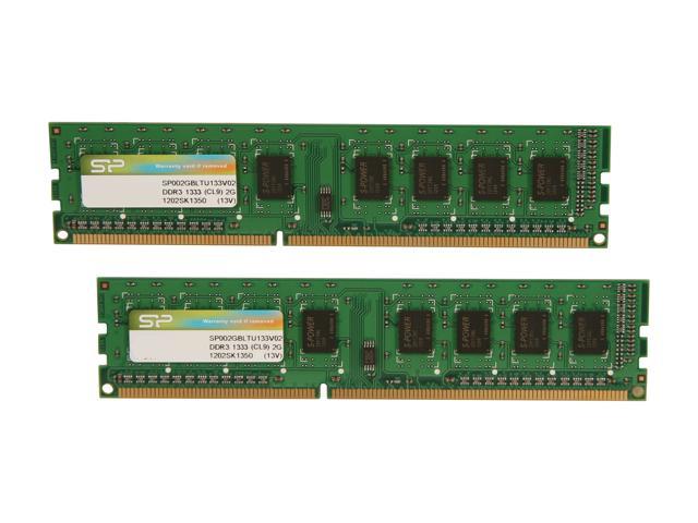 Silicon Power 4GB (2 x 2GB) DDR3 1333 (PC3 10600) Desktop Memory Model SP004GBLTU133V22